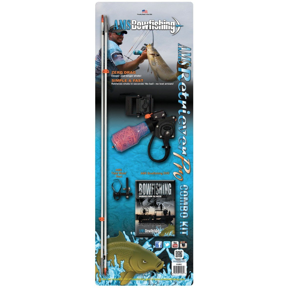 ams bow fishing reel AMS Bowfishing Retriever Rh Pro Combo Kit